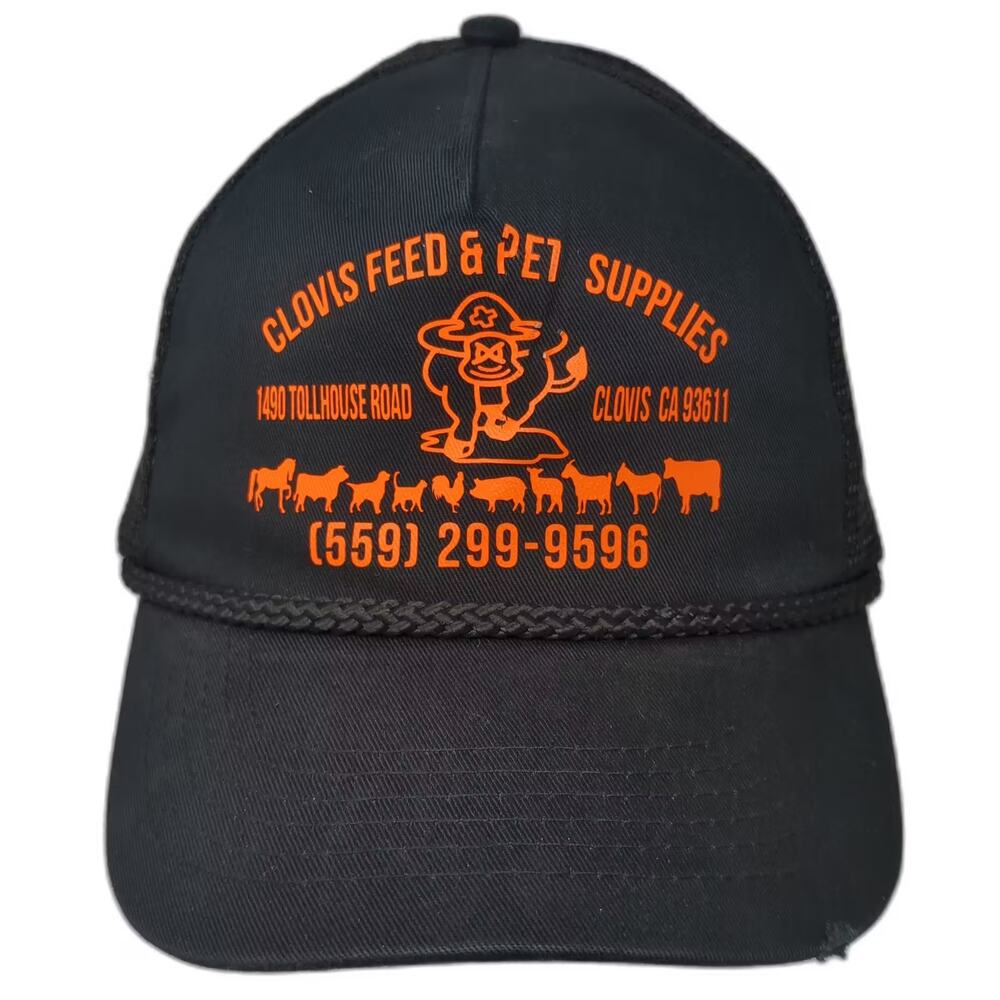 Port Authority Trucker Hat Black Orange Clovis Feed Pet Supplies Snapback Os